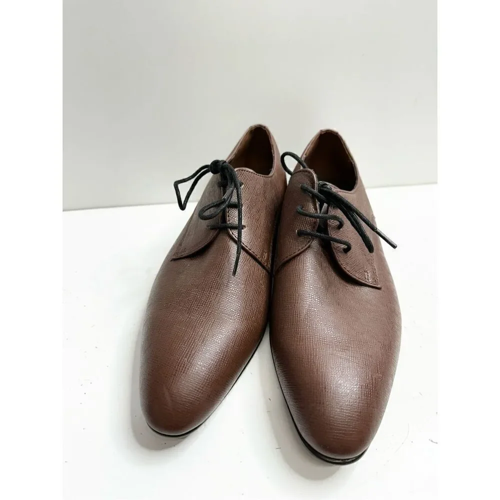 BP Derby Shoes Mens Size 9.5 Brown‎ Textured Leather Plain Toe Shoes NEW